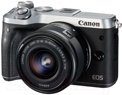 Беззеркальный фотоаппарат Canon EOS M6 Kit 15-45mm IS STM / 1725C045AA (серебристый)