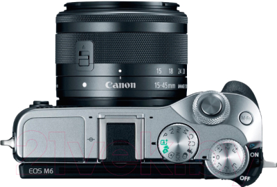 Беззеркальный фотоаппарат Canon EOS M6 Kit 15-45mm IS STM / 1725C045AA (серебристый)