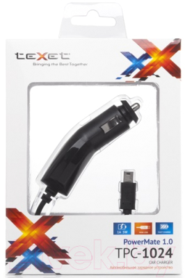 Зарядное устройство автомобильное Texet PowerMate TPC-1024 (черный)