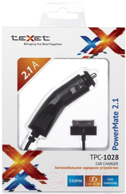 Зарядное устройство автомобильное Texet PowerMate TPC-1028 (черный)