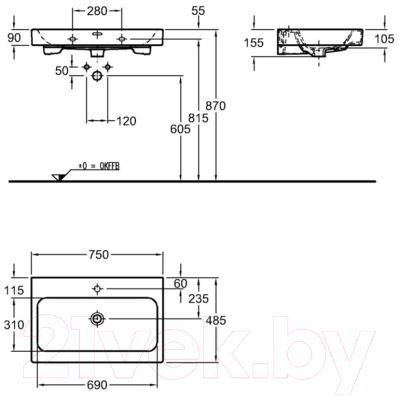 Умывальник Keramag iCon 75x48.5 (124075-000)