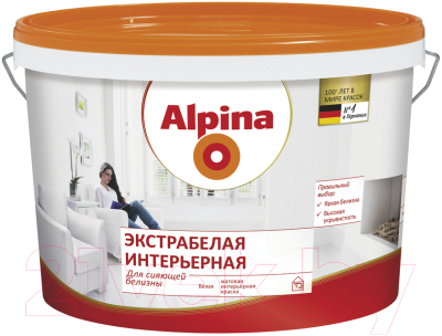 Краска Alpina Экстрабелая интерьерная (2.5л, белый)
