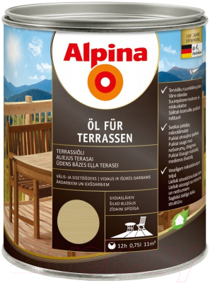 Масло для древесины Alpina Oel Fuer Terrassen (750мл, прозрачный)