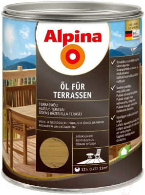 Масло для древесины Alpina Oel Fuer Terrassen (750мл, средний)