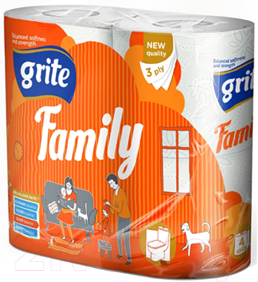 Туалетная бумага Grite Family (трехслойная неокрашенная, 4рул)