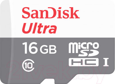 Карта памяти SanDisk Ultra microSDHC 16Gb Class 10 (SDSQUNB-016G-GN3MN)