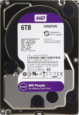 Жесткий диск Western Digital 6Tb Purple (WD60PURZ)