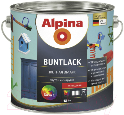 Эмаль Alpina Buntlack глянцевая. База 1 (9.5л)