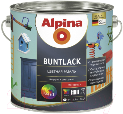 Эмаль Alpina Buntlack глянцевая. База 1 (2.38л)