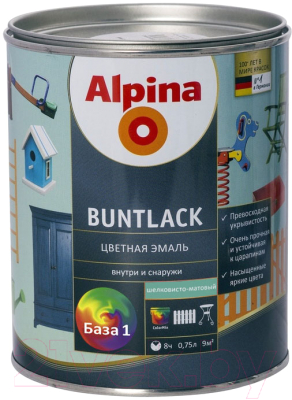 Эмаль Alpina Buntlack. База 1 (713мл, шелковисто-матовый)