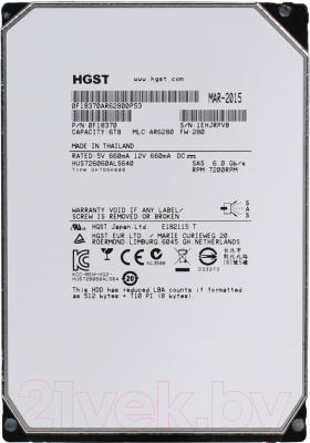 Жесткий диск HGST Ultrastar He6 6TB [HUS726060ALS640]
