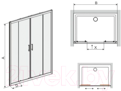 Душевая дверь Sanplast D4/TX5b-150-S sbW0 (с Glass Protect)