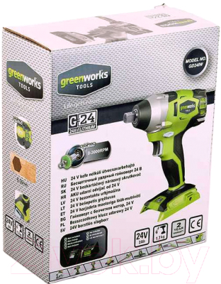 Аккумуляторный гайковерт Greenworks GD24IW DigiPro (3801507)
