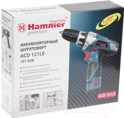 Аккумуляторная дрель-шуруповерт Hammer Premium ACD121LE