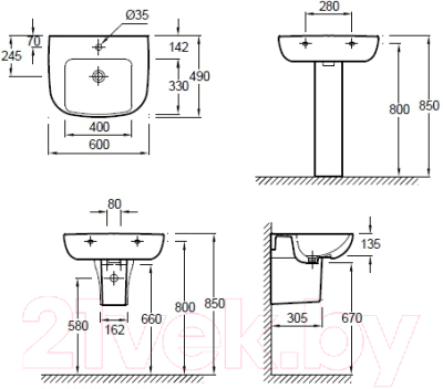 Умывальник Jacob Delafon Odeon Up E4736-00