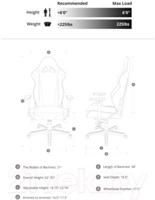 Кресло геймерское DXRacer OH/RV131/NR