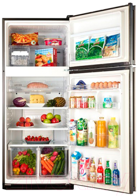 Холодильник с морозильником Sharp SJ-PC58A-SL - вид с открытой дверцей