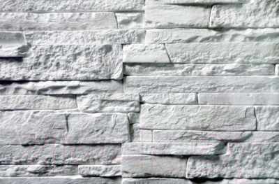 Декоративный камень гипсовый Baastone Сланец Классический белый 101 (375x90x8-14)