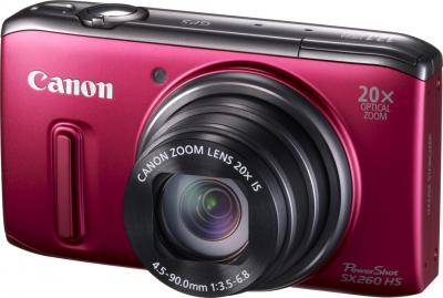 Компактный фотоаппарат Canon PowerShot SX260 HS Red - общий вид