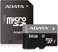 Карта памяти A-data Premier microSDXC UHS-I U1 Class 10 64GB (AUSDX64GUICL10-RA1) - 