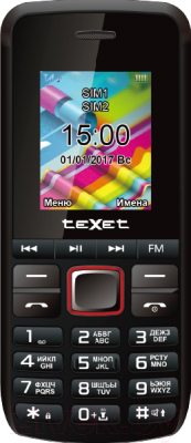 Мобильный телефон Texet TM-203 (черный/красный)