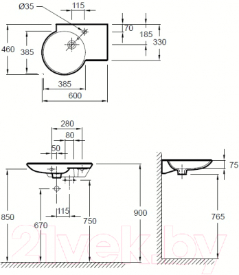 Умывальник Jacob Delafon Formilia Spherik E4501-00