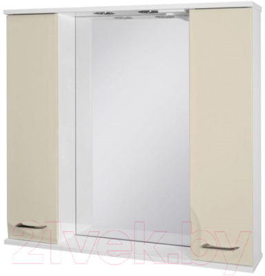 Шкаф с зеркалом для ванной Ювента Франческа ФШН33-87 (бежевый)
