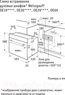 Электрический духовой шкаф Weissgauff EOV16B