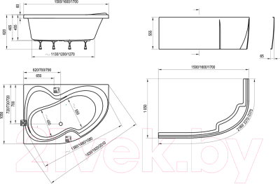 Ванна акриловая Ravak Rosa II PU Plus 150x105 R (CJ210P0000)