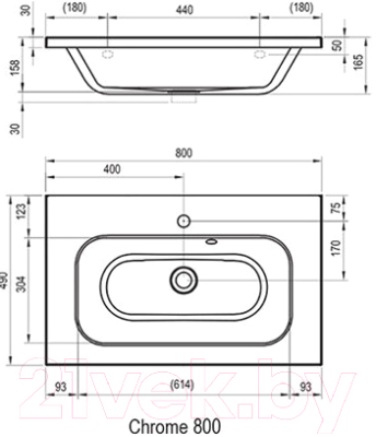 Умывальник Ravak Chrome 80x49 / XJG01180000