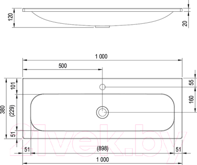 Умывальник Ravak Ring 100x38 / XJK01110000