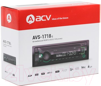 Бездисковая автомагнитола ACV AVS-1718G (зеленый)