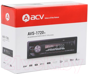 Бездисковая автомагнитола ACV AVS-1720R (красный)