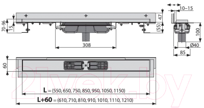 Трап для душа Alcadrain APZ1104-850 (без решетки)