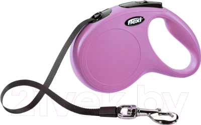Поводок-рулетка Flexi New Classic ремень (M, розовый)