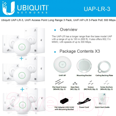 Беспроводная точка доступа Ubiquiti UniFi (UAP-LR-3)