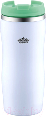 Термокружка Peterhof Vacuum Travel Mug PH-12422 (белый/зеленый)