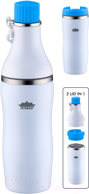 Термокружка Peterhof Vacuum Travel Mug PH-12422 (белый/синий)