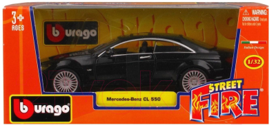 Масштабная модель автомобиля Bburago Street Fire Мерседес Бенц CL 550 / 18-43032 (черный металлик)
