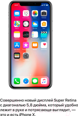 Смартфон Apple iPhone X 64Gb / MQAC2 (серый космос)