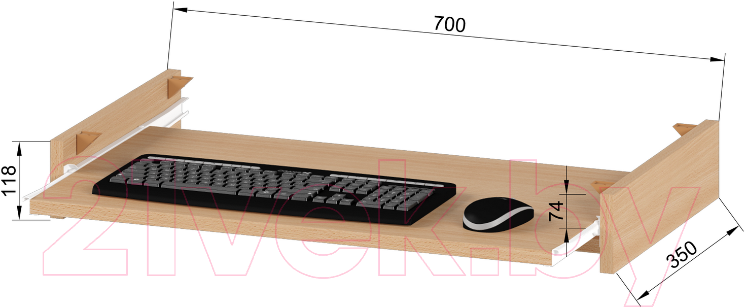 Полка для клавиатуры Славянская столица С-ПК2-06 (бук)