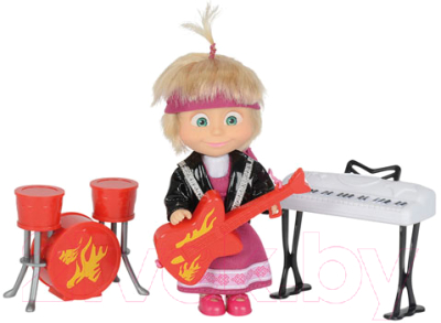 Кукла с аксессуарами Simba Маша в рок-наряде с гитарой 109301682