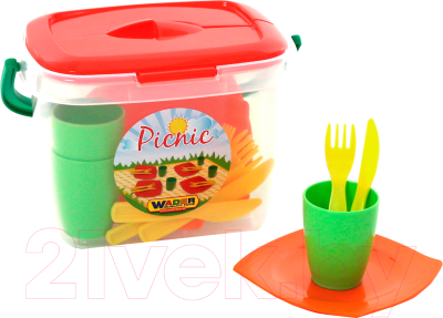 Набор игрушечной посуды Полесье Алиса для пикника №1 / 40756 - Цвет зависит от партии поставки