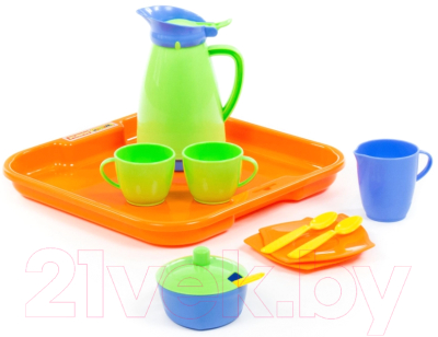 Набор игрушечной посуды Полесье Алиса с подносом на 2 персоны / 40572