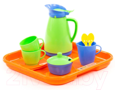 Набор игрушечной посуды Полесье Алиса с подносом на 2 персоны / 40572