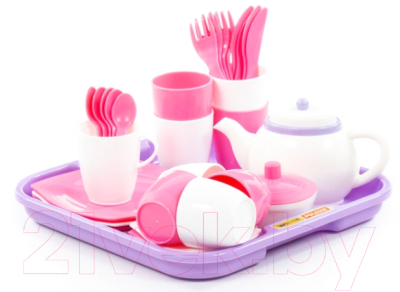 Набор игрушечной посуды Полесье Алиса на 4 персоны с подносом / 58973 (35эл)