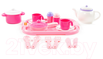 Набор игрушечной посуды Полесье Настенька с подносом на 2 персоны / 59000