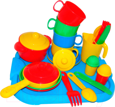 Набор игрушечной посуды Полесье Хозяюшка с подносом на 4 персоны / 4039