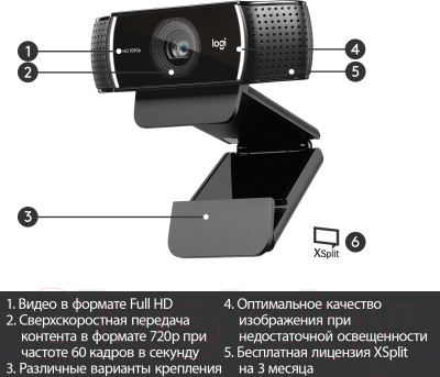 Веб-камера Logitech C922 Pro Stream (L960-001088)