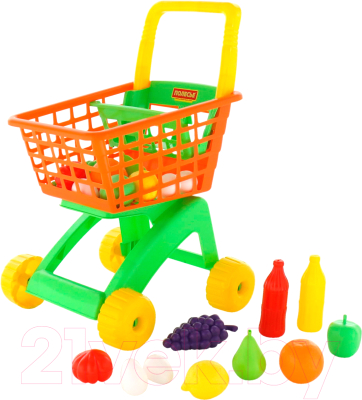 Тележка игрушечная Полесье №6 с набором продуктов / 61904 - Цвет зависит от партии поставки